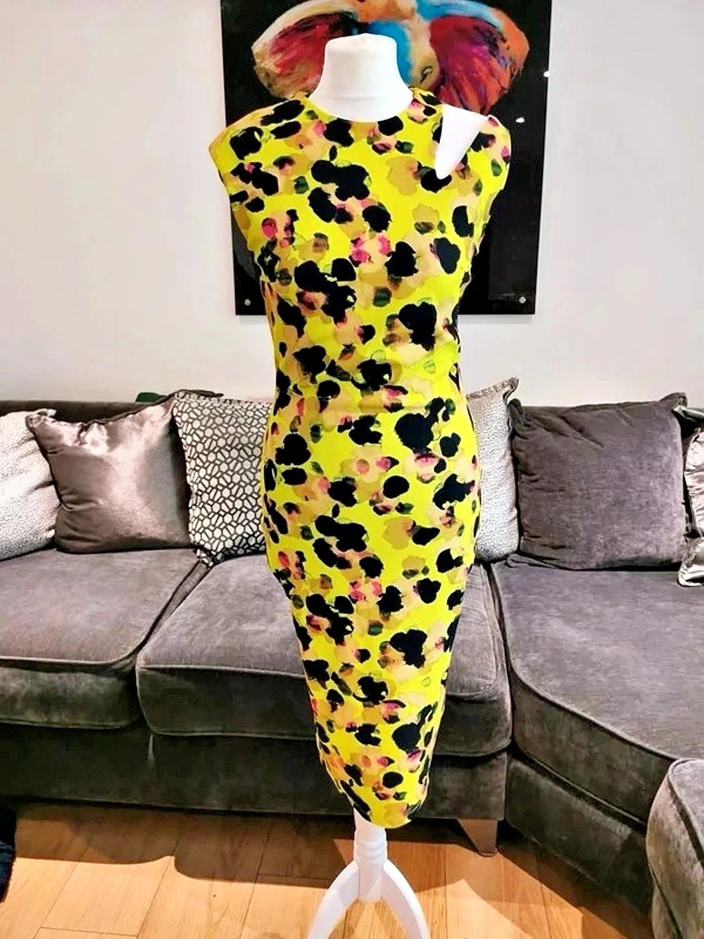 Animal Print Maxi Dress in Green & Pink